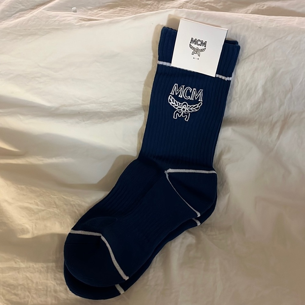 MCM Unisex  socks, size S/M, blue with logo
